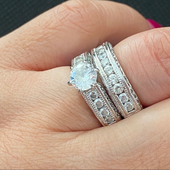 Engagement Wedding Band CZ Ring Set 6 - Picture 6 of 14